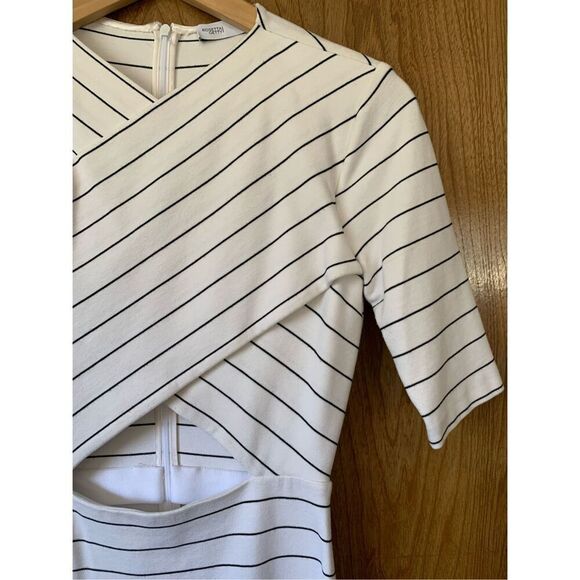 Rosetta Getty Cross Panel Striped Cutout Midi Dress White, Black Size XS - Picture 8 of 12